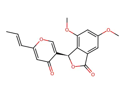4,6-dimethoxy-3-(4-oxo-6-prop-1-enylpyran-3-yl)-3H-2-benzofuran-1-one structure