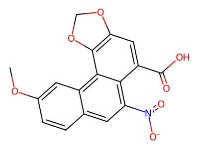 Phenanthro(3,4-d)-1,3-dioxole-5-carboxylic acid, 10-methoxy-6-nitro- structure