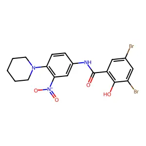 3,5-Dibromo-2-hydroxy-N-[3-nitro-4-(piperidin-1-yl)phenyl]benzamide structure