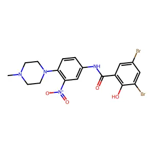 3,5-dibromo-2-hydroxy-N-[4-(4-methylpiperazin-1-yl)-3-nitrophenyl]benzamide structure