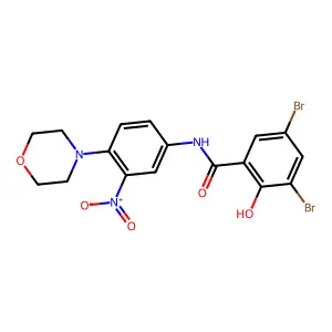 3,5-Dibromo-2-hydroxy-N-[4-(morpholin-4-yl)-3-nitrophenyl]benzamide structure