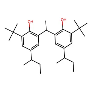 2,2'-Ethylidenebis[6-(1,1-dimethylethyl)-4-(1-methylpropyl)phenol] structure