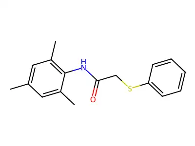 2-phenylsulfanyl-N-(2,4,6-trimethylphenyl)acetamide structure