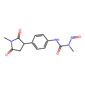 N-methyl-N'-[4-(1-methyl-2,5-dioxopyrrolidin-3-yl)phenyl]-N-nitrosourea structure