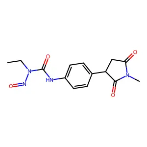 N-ethyl-N'-[4-(1-methyl-2,5-dioxopyrrolidin-3-yl)phenyl]-N-nitrosourea structure