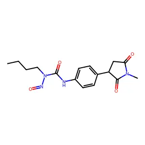 1-Butyl-3-[4-(1-methyl-2,5-dioxopyrrolidin-3-yl)phenyl]-1-nitrosourea structure
