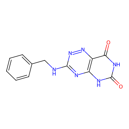 3-(benzylamino)-5H-pyrimido[4,5-e][1,2,4]triazine-6,8-dione structure