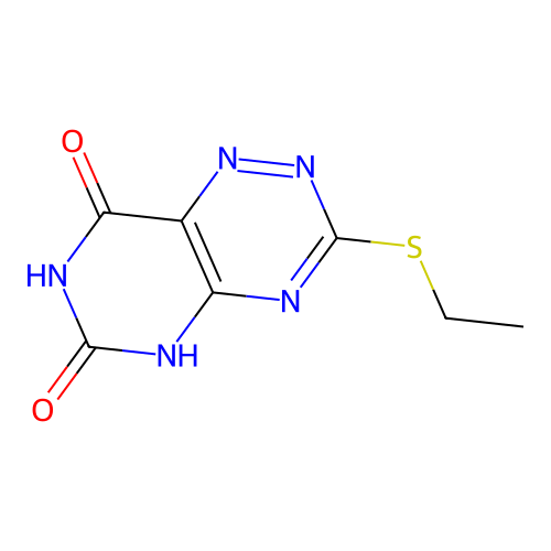 3-Ethylsulfanyl-5H-pyrimido(4,5-E)(1,2,4)triazine-6,8-dione structure