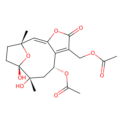 7,10-Epoxycyclodeca(b)furan-2(4H)-one, 4-(acetyloxy)-3-((acetyloxy)methyl)-5,6,7,8,9,10-hexahydro-6,7-dihydroxy-6,10-dimethyl-, (4R,6S,7S,10R,11E)- structure