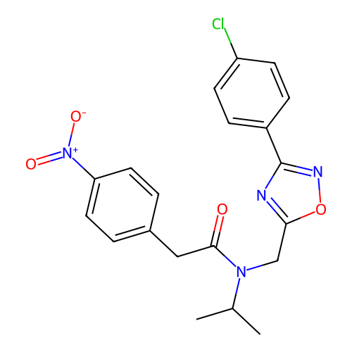 N-{[3-(4-chlorophenyl)-1,2,4-oxadiazol-5-yl]methyl}-2-(4-nitrophenyl)-N-(propan-2-yl)acetamide structure