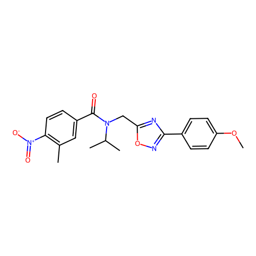 N-{[3-(4-methoxyphenyl)-1,2,4-oxadiazol-5-yl]methyl}-3-methyl-4-nitro-N-(propan-2-yl)benzamide structure