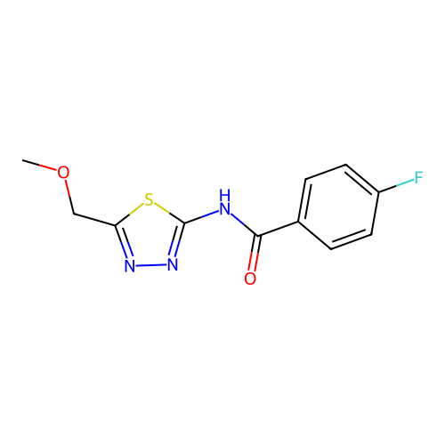 4-fluoro-N-[5-(methoxymethyl)-1,3,4-thiadiazol-2-yl]benzamide structure