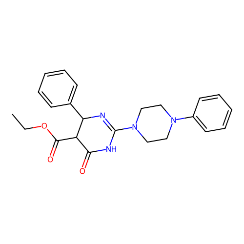 ethyl 4-oxo-6-phenyl-2-(4-phenylpiperazin-1-yl)-1,4,5,6-tetrahydropyrimidine-5-carboxylate structure