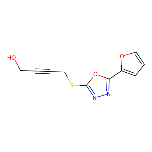 4-{[5-(Furan-2-yl)-1,3,4-oxadiazol-2-yl]sulfanyl}but-2-yn-1-ol structure