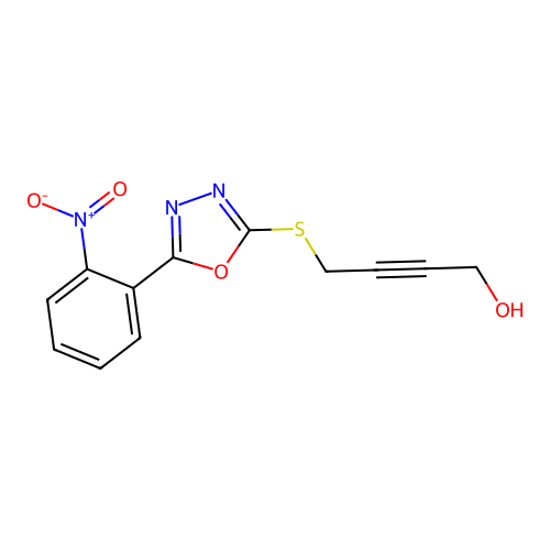 4-{[5-(2-Nitrophenyl)-1,3,4-oxadiazol-2-yl]sulfanyl}but-2-yn-1-ol structure