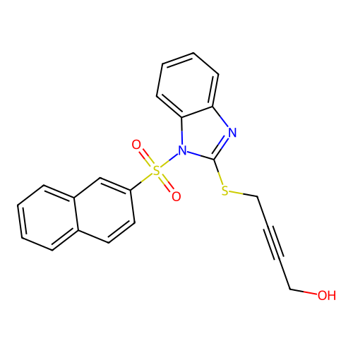 4-{[1-(naphthalen-2-ylsulfonyl)-1H-benzimidazol-2-yl]sulfanyl}but-2-yn-1-ol structure