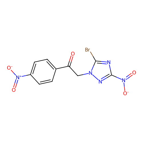 2-(5-bromo-3-nitro-1H-1,2,4-triazol-1-yl)-1-(4-nitrophenyl)ethanone structure
