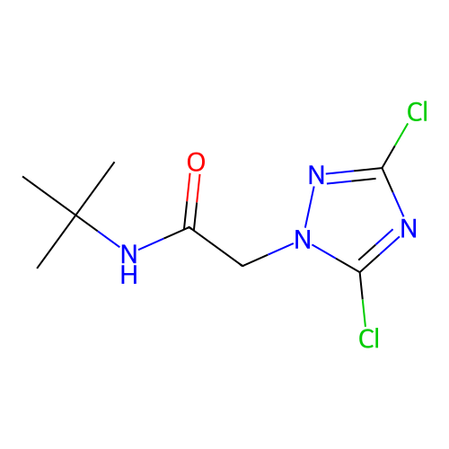 N-tert-butyl-2-(3,5-dichloro-1H-1,2,4-triazol-1-yl)acetamide structure