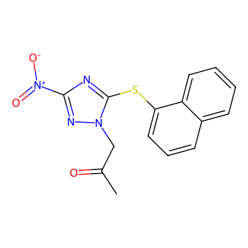 1-[5-(naphthalen-1-ylsulfanyl)-3-nitro-1H-1,2,4-triazol-1-yl]propan-2-one structure