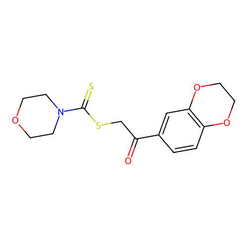 2-(2,3-Dihydro-1,4-benzodioxin-6-yl)-2-oxoethyl morpholine-4-carbodithioate structure
