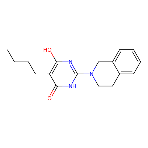 5-butyl-2-(3,4-dihydroisoquinolin-2(1H)-yl)pyrimidine-4,6-diol structure