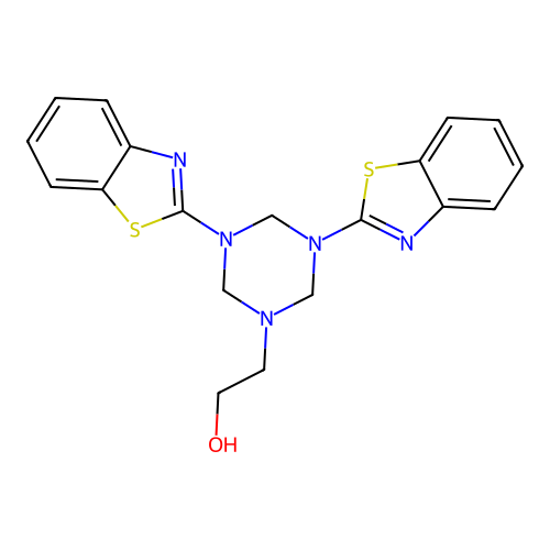2-[3,5-Bis(1,3-benzothiazol-2-yl)-1,3,5-triazinan-1-yl]ethanol structure