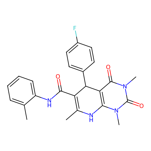 5-(4-Fluoro-phenyl)-1,3,7-trimethyl-2,4-dioxo-1,2,3,4,5,8-hexahydro-pyrido[2,3-d]pyrimidine-6-carboxylic acid o-tolylamide structure