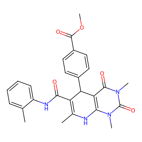 methyl 4-{4-hydroxy-1,3,7-trimethyl-6-[(2-methylphenyl)carbamoyl]-2-oxo-1,2,3,5-tetrahydropyrido[2,3-d]pyrimidin-5-yl}benzoate structure