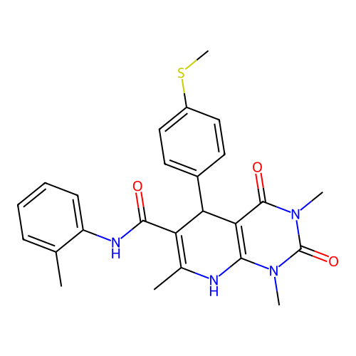 1,3,7-trimethyl-N-(2-methylphenyl)-5-[4-(methylsulfanyl)phenyl]-2,4-dioxo-1,2,3,4,5,8-hexahydropyrido[2,3-d]pyrimidine-6-carboxamide structure