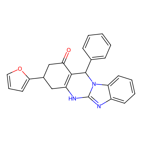 3-(Furan-2-yl)-12-phenyl-2,3,4,12-tetrahydrobenzimidazo[2,1-b]quinazolin-1-ol structure