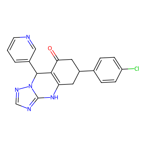6-(4-chlorophenyl)-9-(pyridin-3-yl)-5,6,7,9-tetrahydro-[1,2,4]triazolo[5,1-b]quinazolin-8(4H)-one structure