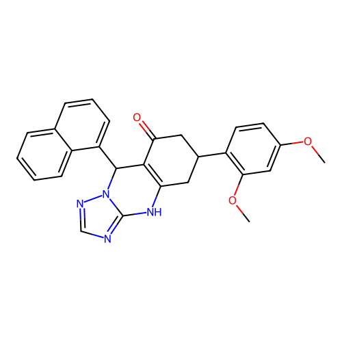 6-(2,4-dimethoxyphenyl)-9-(naphthalen-1-yl)-5,6,7,9-tetrahydro-[1,2,4]triazolo[5,1-b]quinazolin-8(4H)-one structure