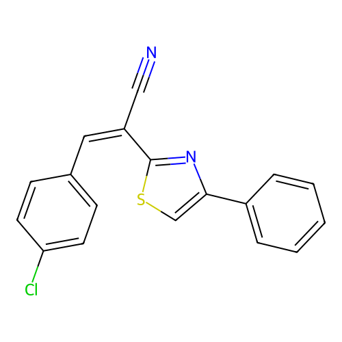 (2Z)-3-(4-chlorophenyl)-2-(4-phenyl-1,3-thiazol-2-yl)prop-2-enenitrile structure