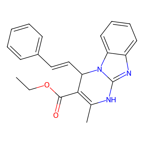 ethyl 2-methyl-4-[(E)-2-phenylethenyl]-1,4-dihydropyrimido[1,2-a]benzimidazole-3-carboxylate structure