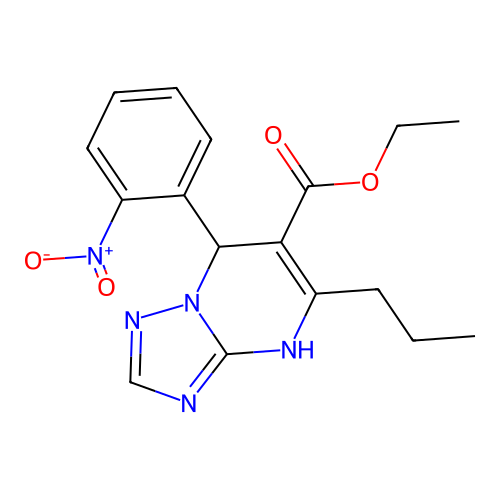 ethyl 7-(2-nitrophenyl)-5-propyl-4,7-dihydro[1,2,4]triazolo[1,5-a]pyrimidine-6-carboxylate structure