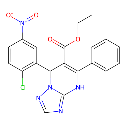 ethyl 7-(2-chloro-5-nitrophenyl)-5-phenyl-4,7-dihydro[1,2,4]triazolo[1,5-a]pyrimidine-6-carboxylate structure