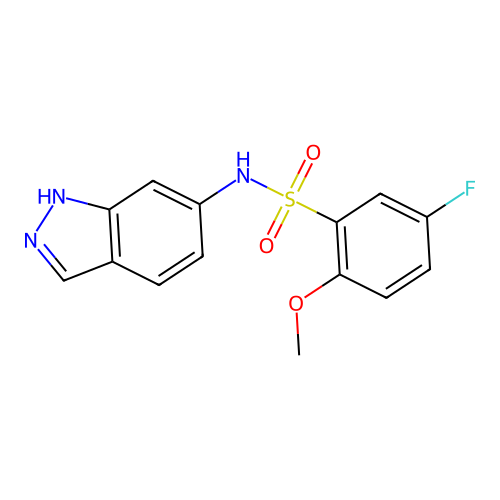 5-fluoro-N-(1H-indazol-6-yl)-2-methoxybenzenesulfonamide structure