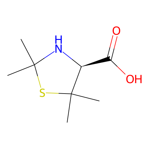 N,S-isopropylidene-D-penicillamine structure