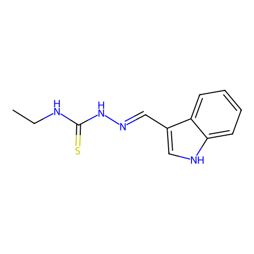 1-ethyl-3-(1H-indol-3-ylmethylideneamino)thiourea structure
