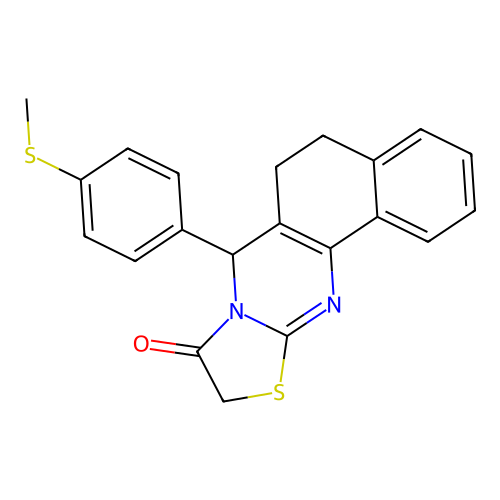 7-[4-(methylsulfanyl)phenyl]-5,7-dihydro-6H-benzo[h][1,3]thiazolo[2,3-b]quinazolin-9(10H)-one structure