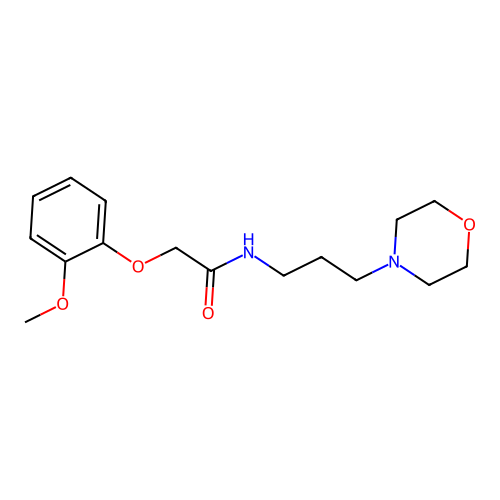 2-(2-methoxyphenoxy)-N-[3-(morpholin-4-yl)propyl]acetamide structure