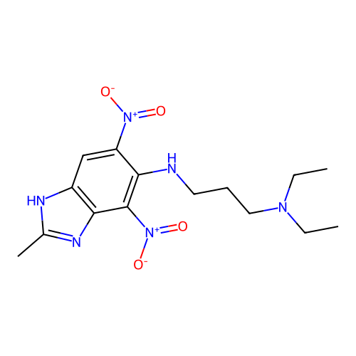 1,3-Propanediamine, N,N-diethyl-N'-(2-methyl-4,6-dinitro-1H-benzimidazol-5-yl)- structure