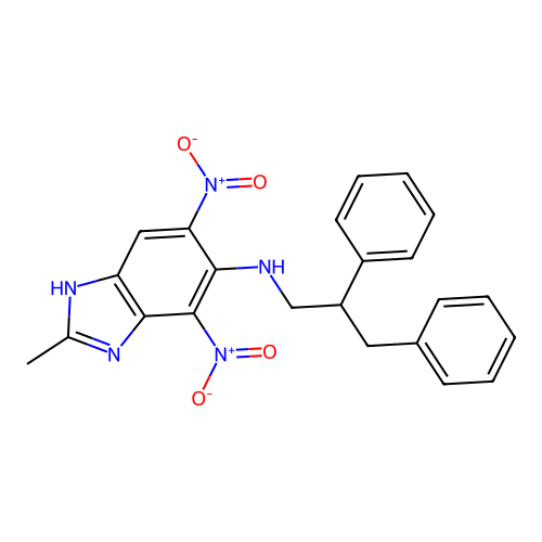 1H-Benzimidazol-5-amine, 4,6-dinitro-N-(2,3-diphenylpropyl)-2-methyl- structure