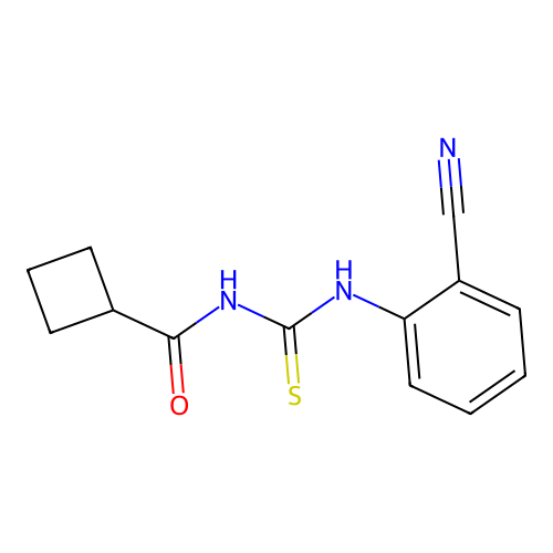 N-(2-cyanophenyl)-N'-(cyclobutylcarbonyl)thiourea structure