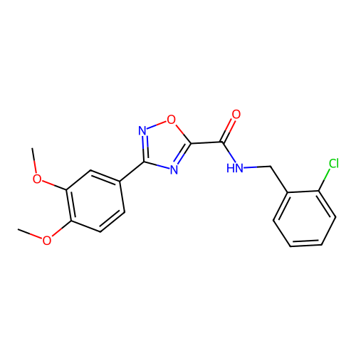 N-(2-chlorobenzyl)-3-(3,4-dimethoxyphenyl)-1,2,4-oxadiazole-5-carboxamide structure