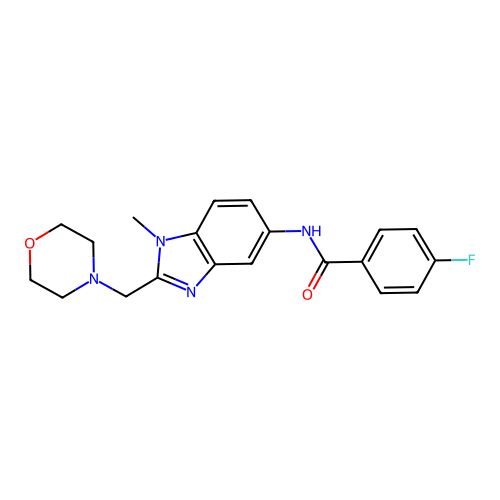 4-fluoro-N-[1-methyl-2-(4-morpholinylmethyl)-1H-benzimidazol-5-yl]benzamide structure