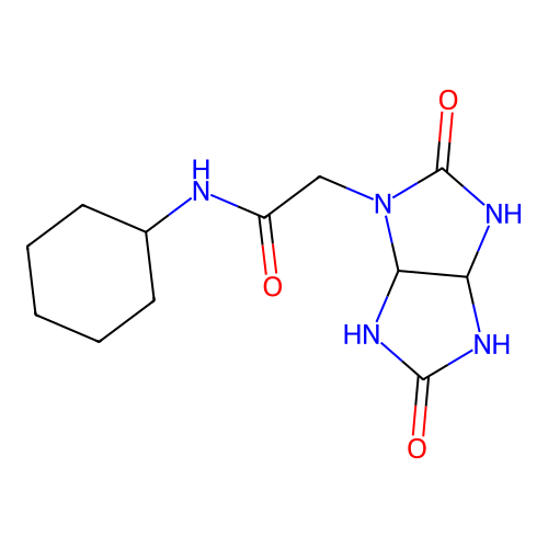 N-cyclohexyl-2-(2,5-dioxohexahydroimidazo[4,5-d]imidazol-1(2H)-yl)acetamide structure