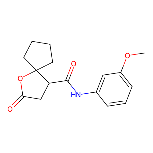 N-(3-methoxyphenyl)-2-oxo-1-oxaspiro[4.4]nonane-4-carboxamide structure