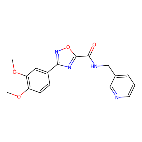 3-(3,4-dimethoxyphenyl)-N-(pyridin-3-ylmethyl)-1,2,4-oxadiazole-5-carboxamide structure