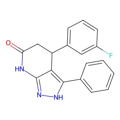 4-(3-fluorophenyl)-3-phenyl-1,4,5,7-tetrahydro-6H-pyrazolo[3,4-b]pyridin-6-one structure